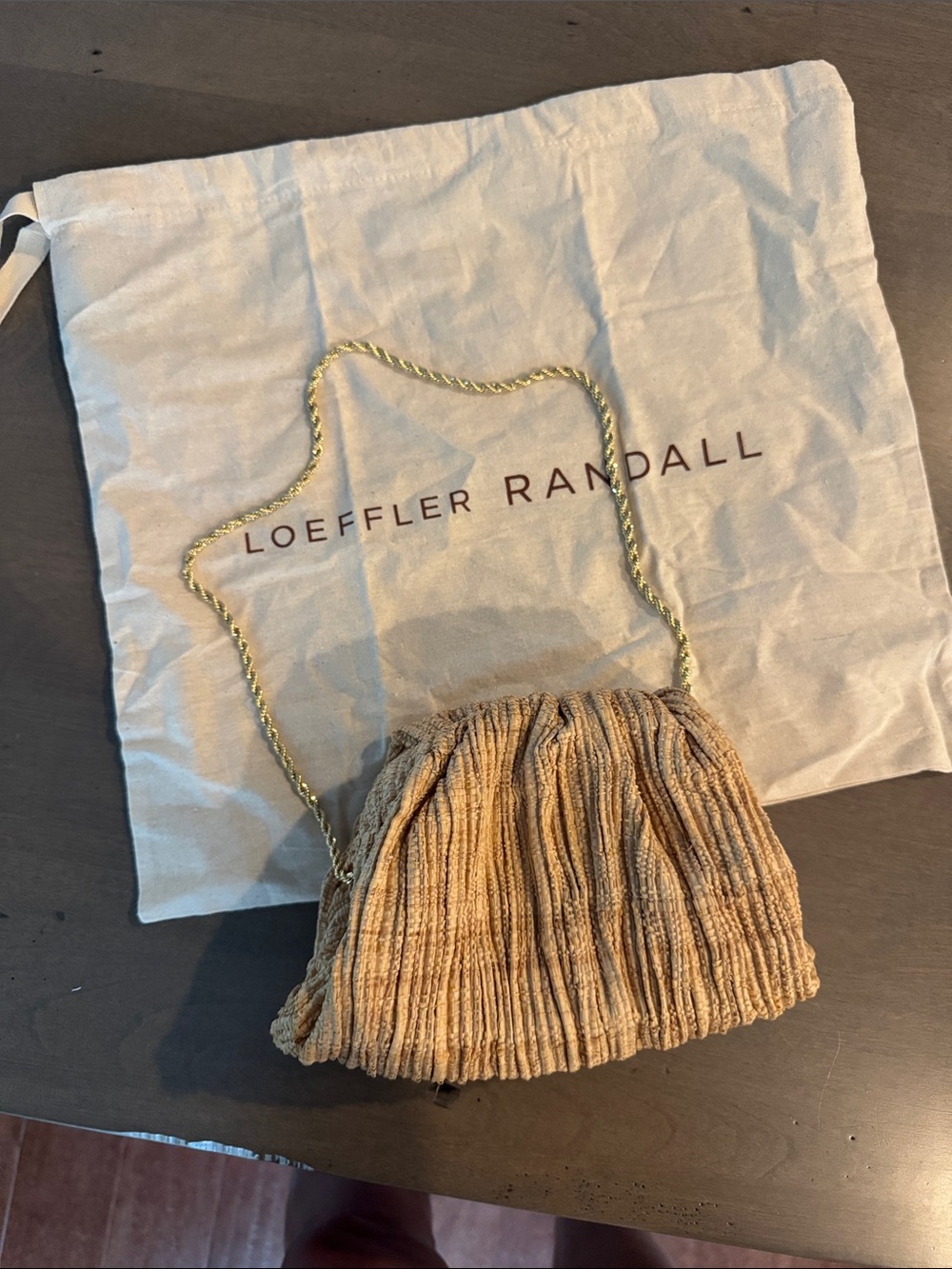 Loeffler Randall Ribbed Tan Chain-Handle Mini Bag